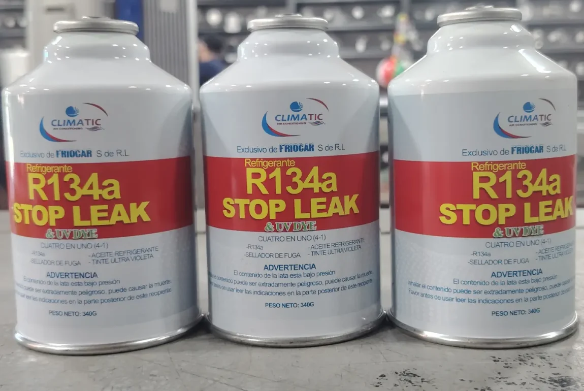 GAS R134a con sellador y detector de fugas