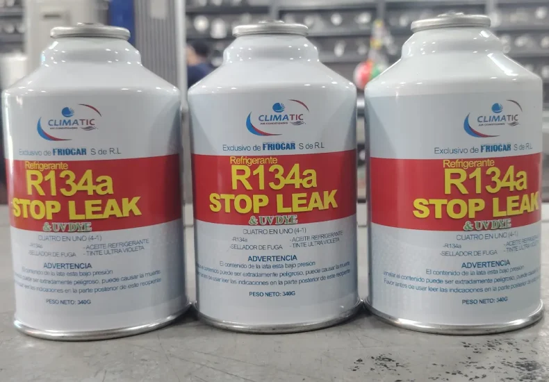 GAS R134a con sellador y detector de fugas