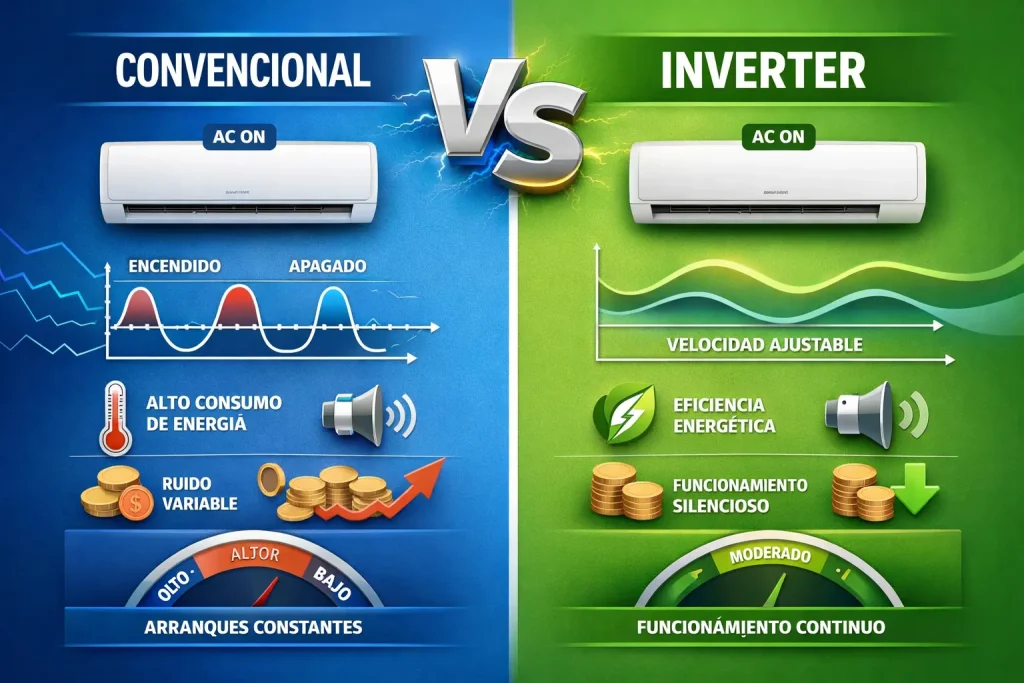 Comparación entre aire acondicionado inverter y convencional en Honduras