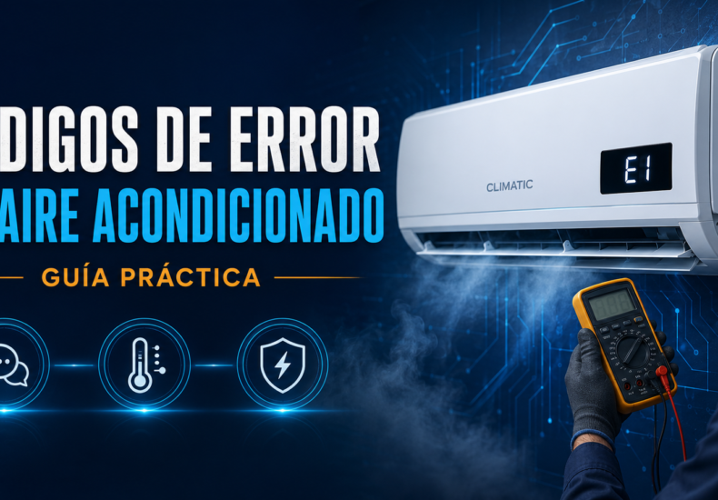 écnico revisando el código E1 de un aire acondicionado CLIMATIC